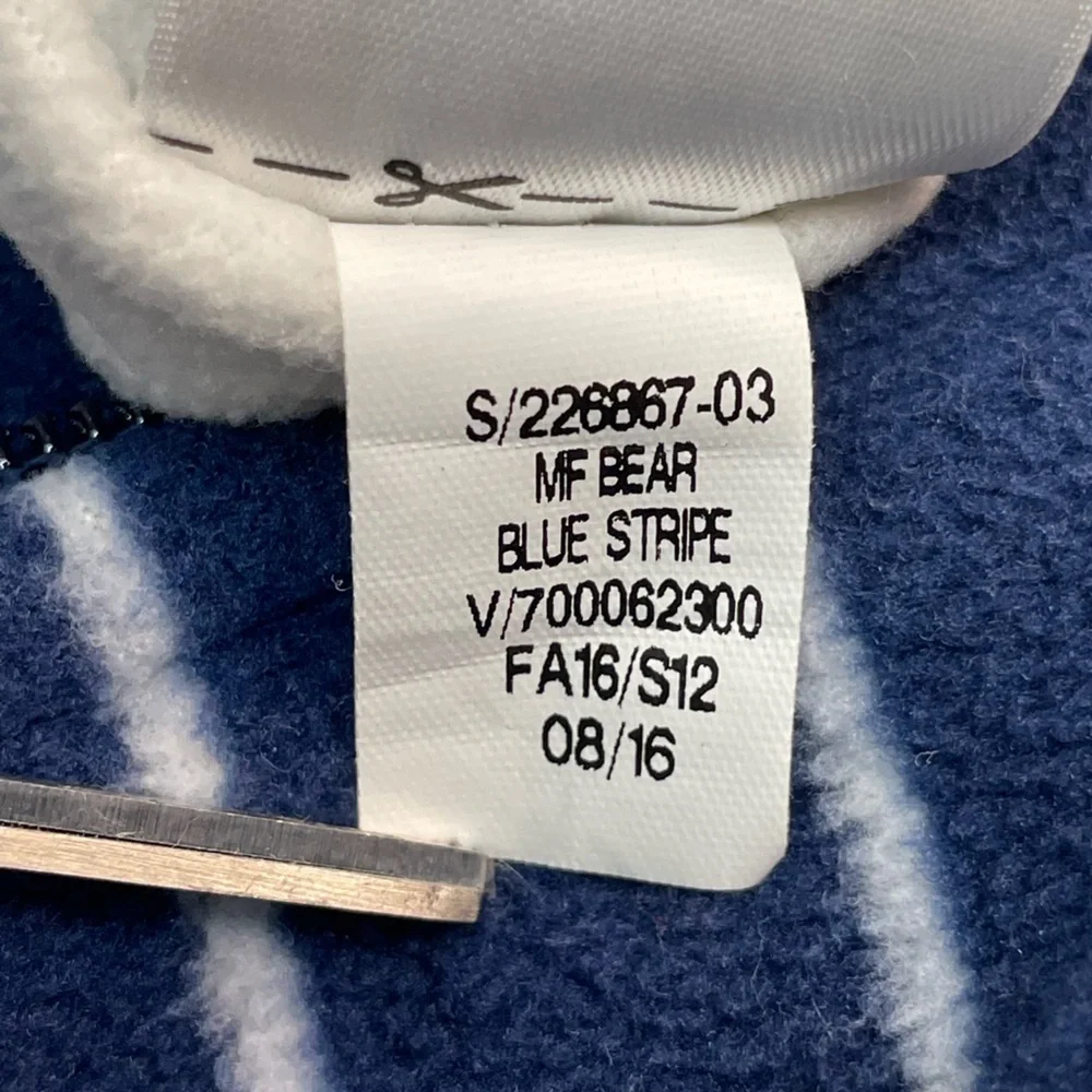 Old Navy Blue and White Striped Footie One Piece with Hood 3-6m baby